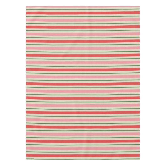 Retro Christmas Stripes Pattern Pink Red Green Tischdecke (Vorderseite)