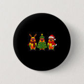 Retro Christmas Sun Conure Parrot Santa Reindeer Button (Vorderseite)