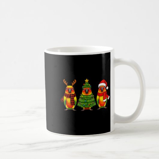 Retro Christmas Sun Conure Parrot Santa Reindeer Kaffeetasse (Rechts)