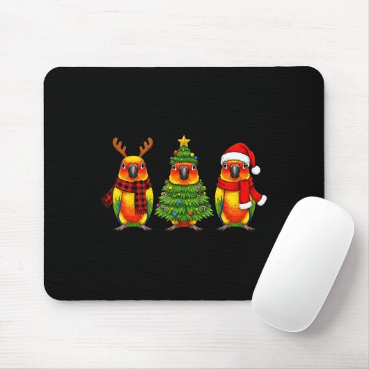 Retro Christmas Sun Conure Parrot Santa Reindeer  Mousepad (Mit Mouse)