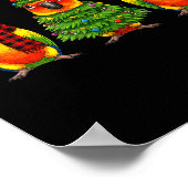 Retro Christmas Sun Conure Parrot Santa Reindeer  Poster (Ecke)