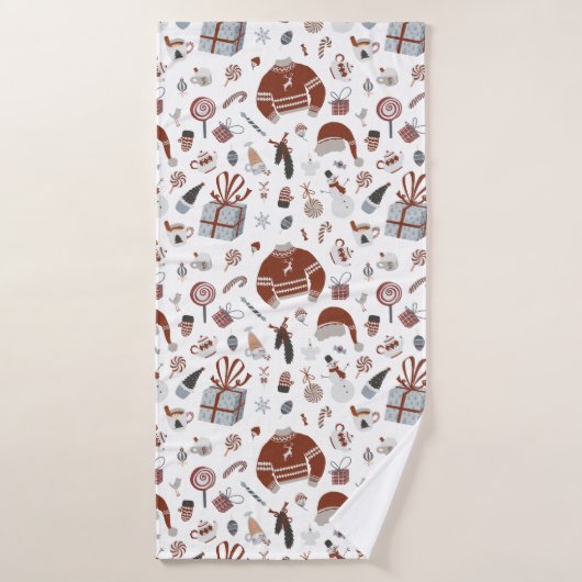 Retro Christmas Sweater Muster Badehandtuch (Badehandtuch)