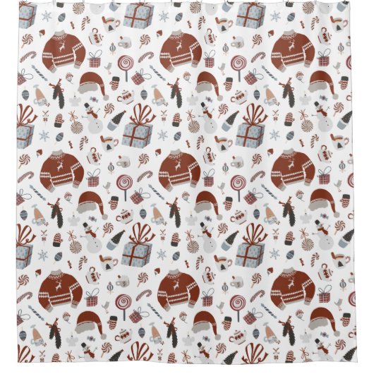 Retro Christmas Sweater Muster Duschvorhang (Vorderseite)