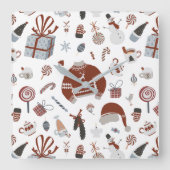 Retro Christmas Sweater Muster Quadratische Wanduhr (Vorderseite)