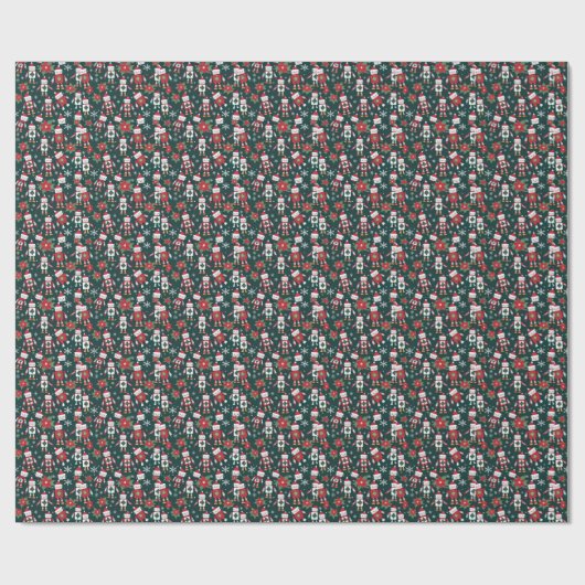 Retro Christmas Sweater SciFi Robots Geschenkpapier (Flach)