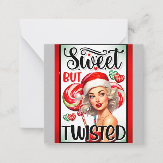 Retro Christmas Sweet n Twisted Pinup Mitteilungskarte (Vorderseite)