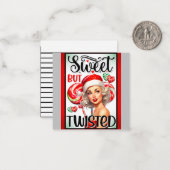 Retro Christmas Sweet n Twisted Pinup Mitteilungskarte (Vorderseite/Rückseite Beispiel)
