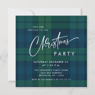 Retro Christmas Tartan Kariert Holiday Party Simpl Einladung