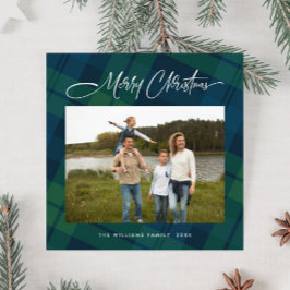 Retro Christmas Tartan Kariertes Foto Gruß Feiertagskarte