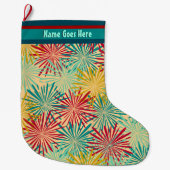 Retro Christmas Tinsel PomPoms (Personalisiert) Großer Weihnachtsstrumpf (Vorderseite)
