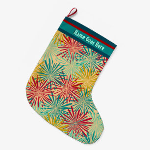 Retro Christmas Tinsel PomPoms (Personalisiert) Großer Weihnachtsstrumpf