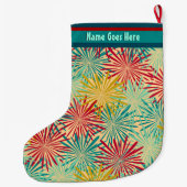 Retro Christmas Tinsel PomPoms (Personalisiert) Großer Weihnachtsstrumpf (Rückseite)