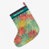 Retro Christmas Tinsel PomPoms (Personalisiert) Großer Weihnachtsstrumpf (Rückseite (Hängend))