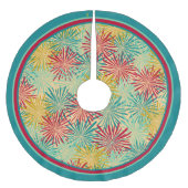 Retro Christmas Tinsel PomPoms (Tropische Farben) Fleece Weihnachtsbaumdecke (Vorderseite)