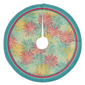 Retro Christmas Tinsel PomPoms (Tropische Farben) Fleece Weihnachtsbaumdecke (Vorderseite)