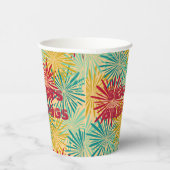 Retro Christmas Tinsel PomPoms (Tropische Farben) Pappbecher (Rechts)