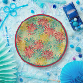 Retro Christmas Tinsel PomPoms (Tropische Farben) Pappteller (Party)