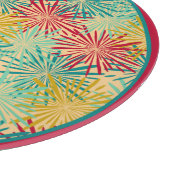 Retro Christmas Tinsel PomPoms (Tropische Farben) Schneidebrett (Ecke)