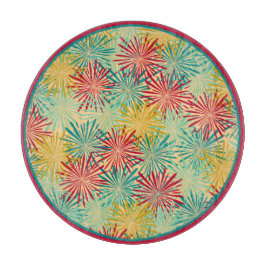 Retro Christmas Tinsel PomPoms (Tropische Farben) Schneidebrett