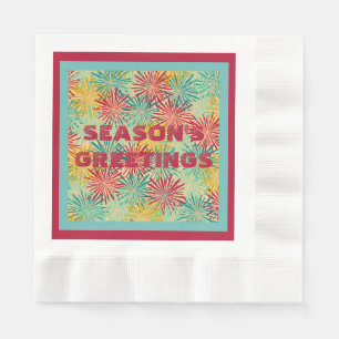 Retro Christmas Tinsel PomPoms (Tropische Farben) Serviette
