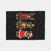 Retro Christmas Tortoiseshell Cat Santa Reindeer Fleecedecke (Vorderseite (Horizontal))