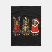 Retro Christmas Tortoiseshell Cat Santa Reindeer Fleecedecke (Vorderseite)