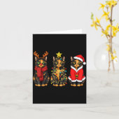 Retro Christmas Tortoiseshell Cat Santa Reindeer  Karte (Gelbe Blume)