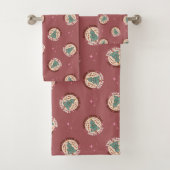 Retro Christmas Towels Pastel Peaceful Vibes Badhandtuch Set (Insitu)