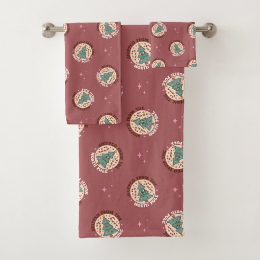 Retro Christmas Towels Pastel Peaceful Vibes Badhandtuch Set (Insitu)