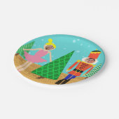 Retro Christmas Toy Parade Foto Paper Plate Pappteller (Schrägansicht)