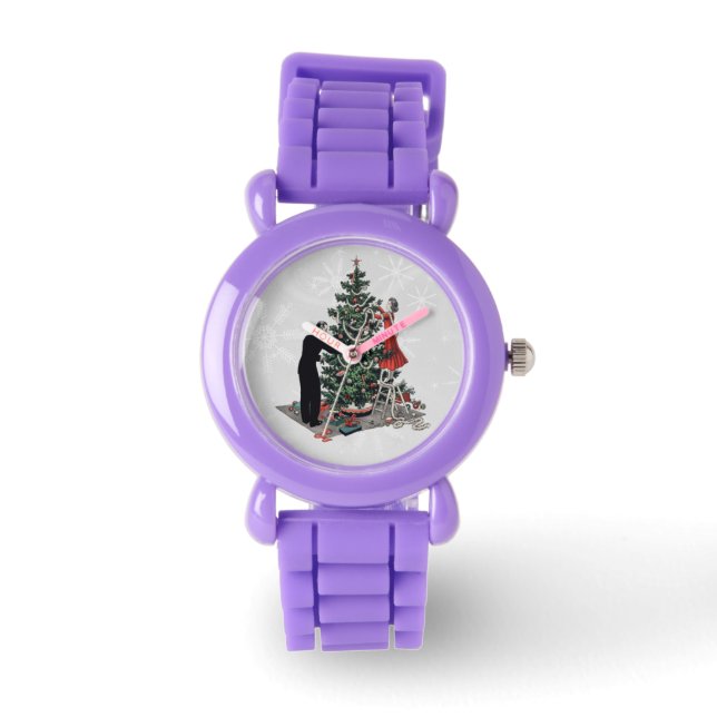 Retro Christmas Tree Armbanduhr (Vorderseite)