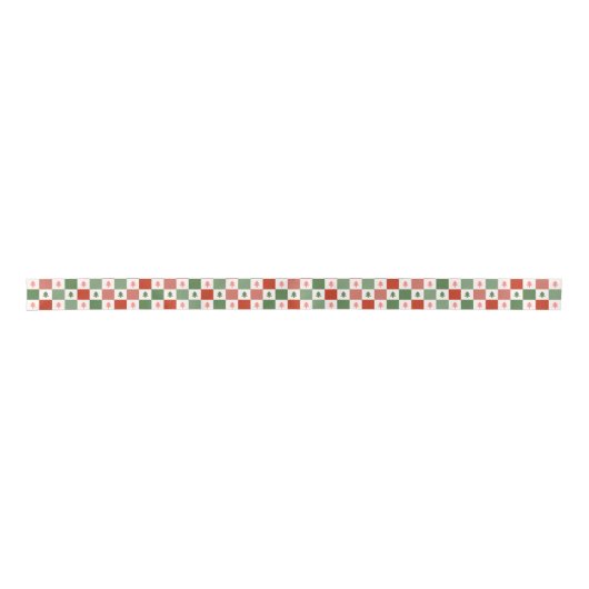 Retro Christmas Tree Checkerboard Holiday Pattern Satinband (Vorderseite)