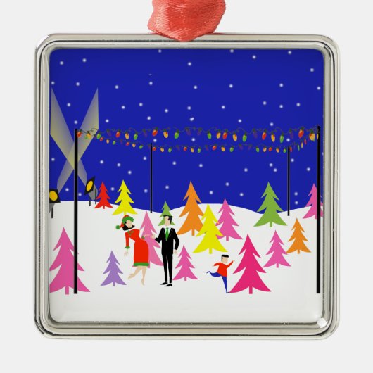 Retro Christmas Tree Farm Holiday Ornament Aus Metall (Vorne)