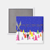 Retro Christmas Tree Farm Magnet (Vorderseite/Rückseite)