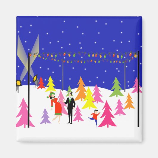 Retro Christmas Tree Farm Magnet (Vorne)