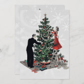 Retro Christmas Tree Feiertagskarte (Vorne/Hinten)