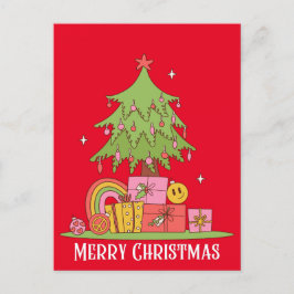 Retro Christmas Tree Feiertagspostkarte