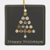 Retro Christmas Tree Foto Keramikornament (Vorderseite)