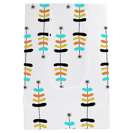 Retro Christmas Tree Geschenktasche Mittlere Geschenktüte (Rückseite)