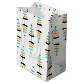 Retro Christmas Tree Geschenktasche Mittlere Geschenktüte (Rückseite Schrägansicht)