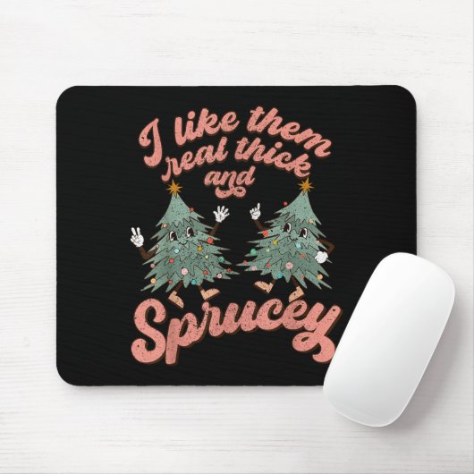 Retro Christmas Tree I Like Them Real Thick And Sp Mousepad (Mit Mouse)