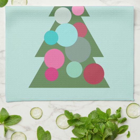 Retro Christmas Tree Küchentuch (Gefaltet)