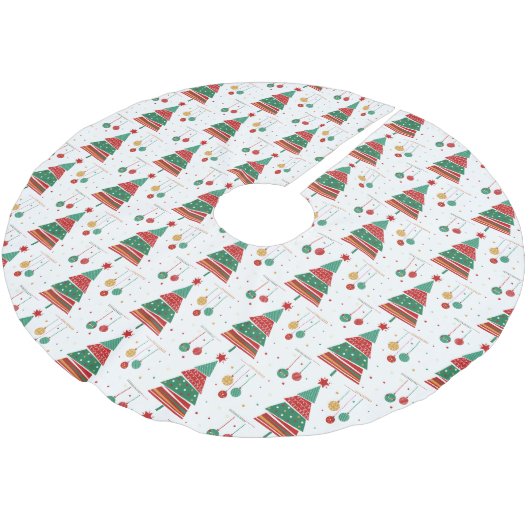 Retro Christmas Tree Muster Polyester Weihnachtsbaumdecke (Schrägansicht)