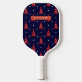 Retro Christmas Tree Pattern Individuelle Name Pickleball Schläger (Vorderseite)