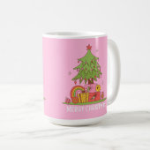 Retro Christmas Tree Pink Kaffeetasse (VorderseiteRechts)