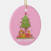 Retro Christmas Tree Pink Keramik Ornament (Rechts)
