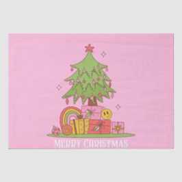 Retro Christmas Tree Pink Seidenpapier