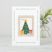 Retro Christmas Tree präsentiert Briefmarke & Fami Karte (Stehend Vorderseite)