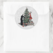 Retro Christmas Tree Runder Aufkleber (Tasche)