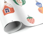 Retro Christmas Tree Toys Geschenkpapier (Rolleneckpunkt)